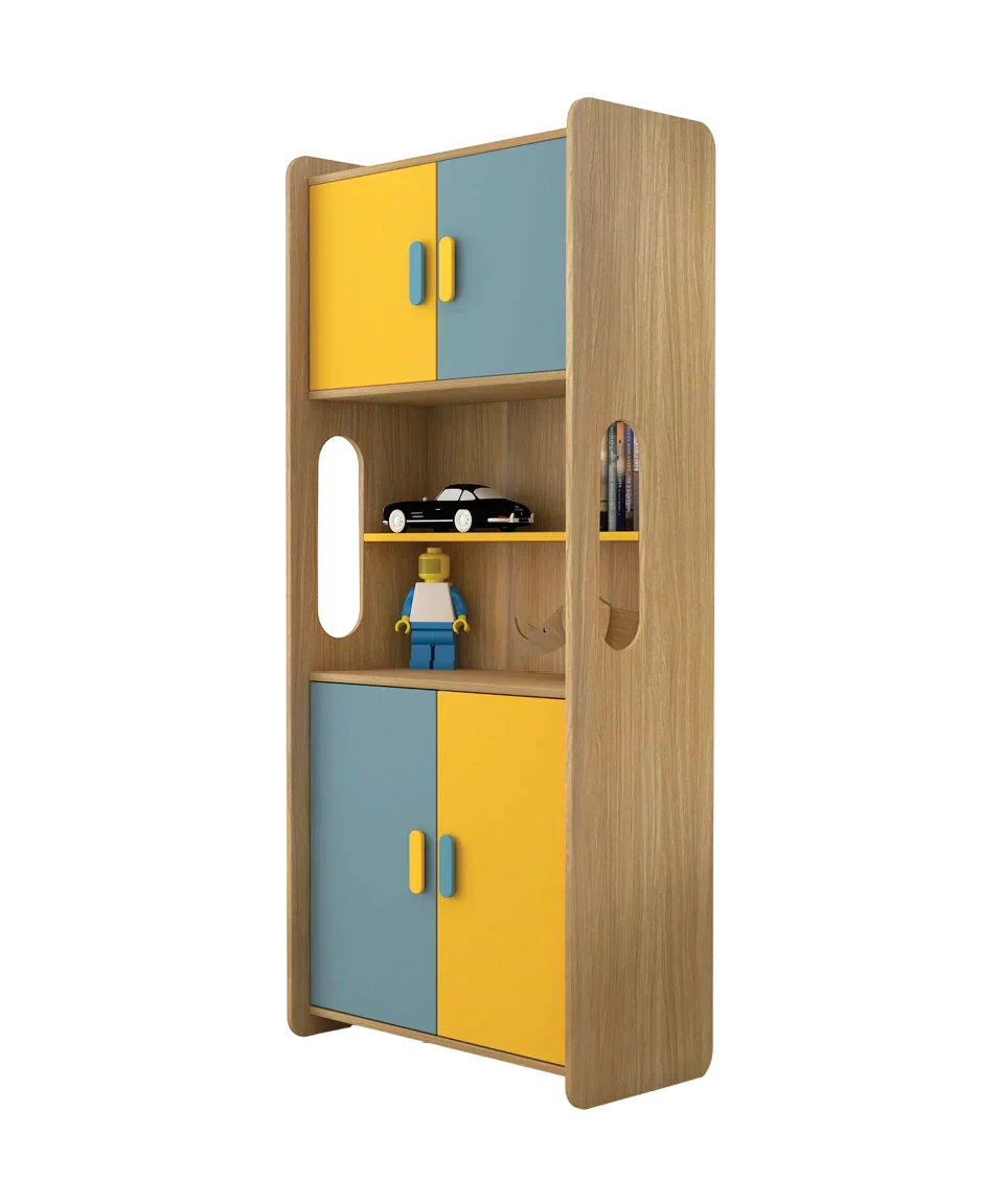 Lopsy Multipurpose Storage Unit holding kids' books and toys in a bright room